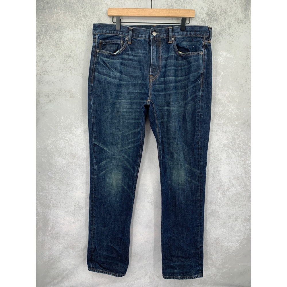 J Crew Jeans Mens 38x32 Blue 770 Straight Kaihara Japanese Dark Wash Denim